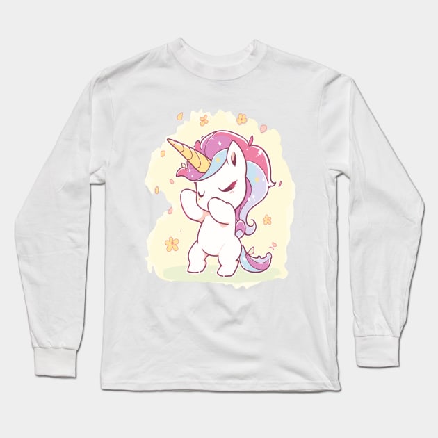 Super Cute Little Dabbing Unicorn Long Sleeve T-Shirt by RuftupDesigns